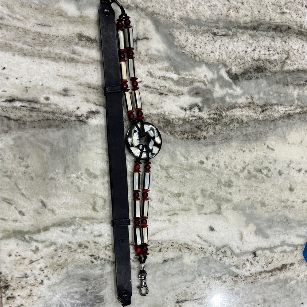 Chicos NWOT adjustable leather and beaded belt.  Red and black reversible